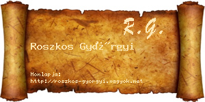 Roszkos Györgyi névjegykártya
